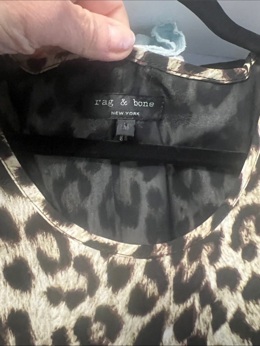 rag & bone Black and Tan Leopard Scoop Neck Blouse